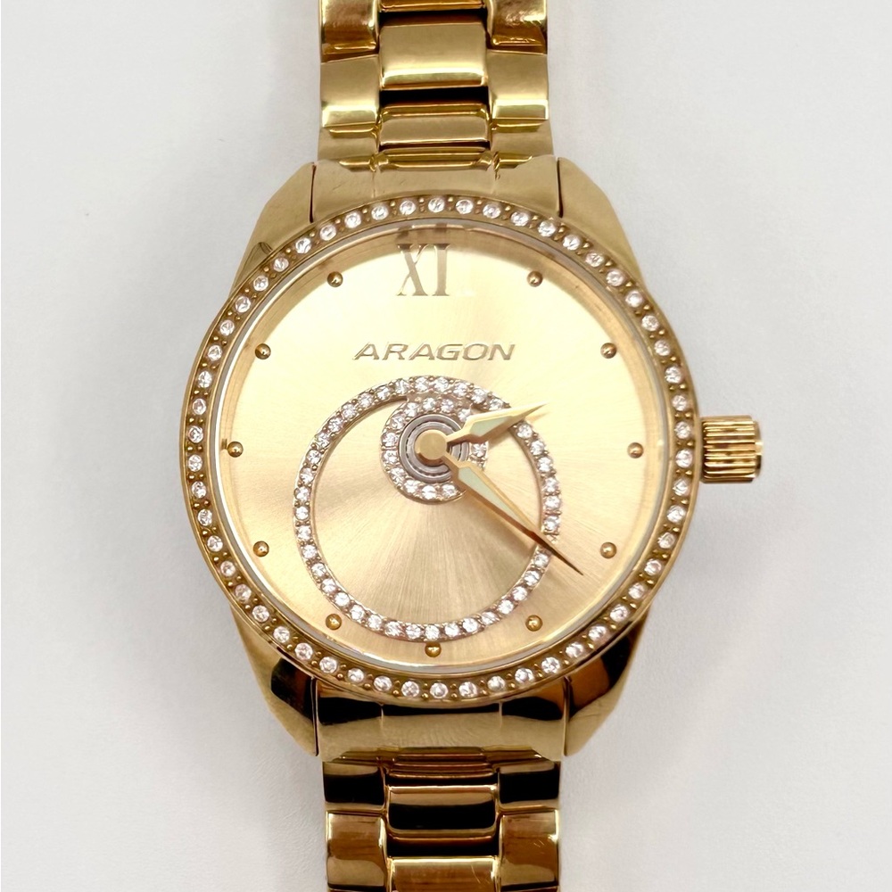 Aragon Starhalo Crystal Swarovski watch, 37mm size case, 6.5in size  bracelet